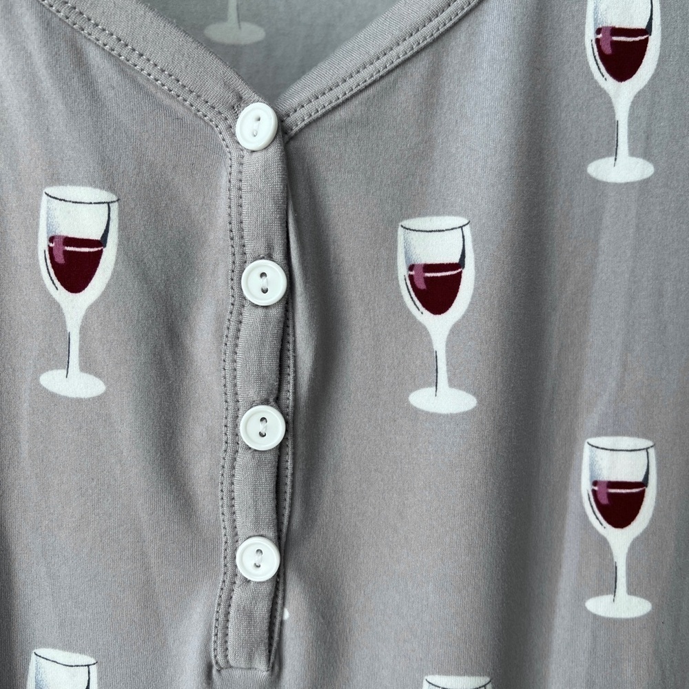Jordann Jammies Women's Pajama Top M L Gray Red Wine Soft Pj Print Sleepwear - Picture 7 of 8